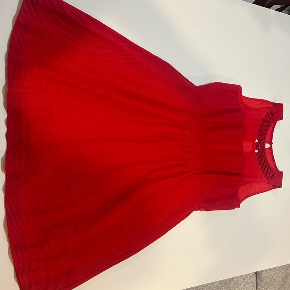 Anthropologie Maeve Lattice Neck Fit & Flare Dress - Red - Size 6 - Picture 8 of 9